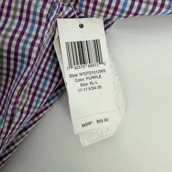 Nick Graham Everywhere Modern Fit Men's Purple Gingham Dress Shirt & Tie X-Large - Picture 5 of 9